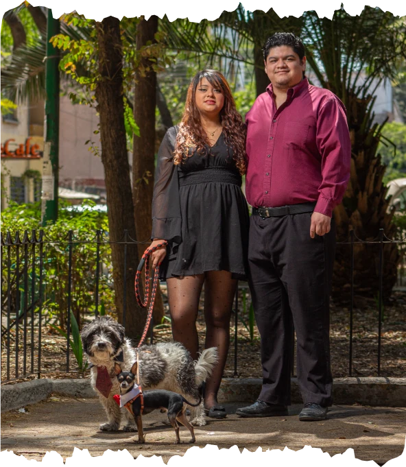 Pareja con mascotas